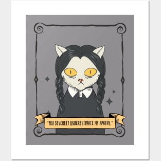 Wednesday Addams Funny Cat Posters and Art